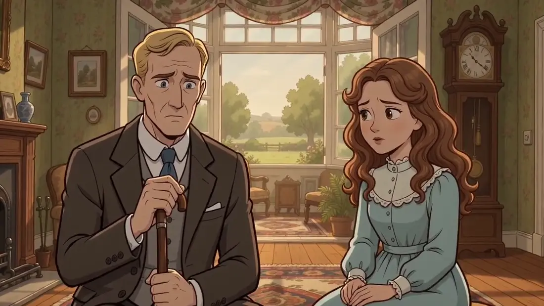 An anime conversation scene from The Open Window